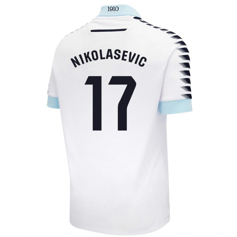 Danxen Mujer Camiseta Mirko Nikolasevic #17 Blanco Azul 2ª Equipación 2024/25 La Camisa