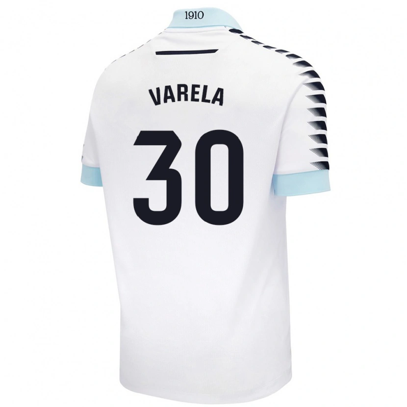 Danxen Mujer Camiseta Brandon Varela #30 Blanco Azul 2ª Equipación 2024/25 La Camisa