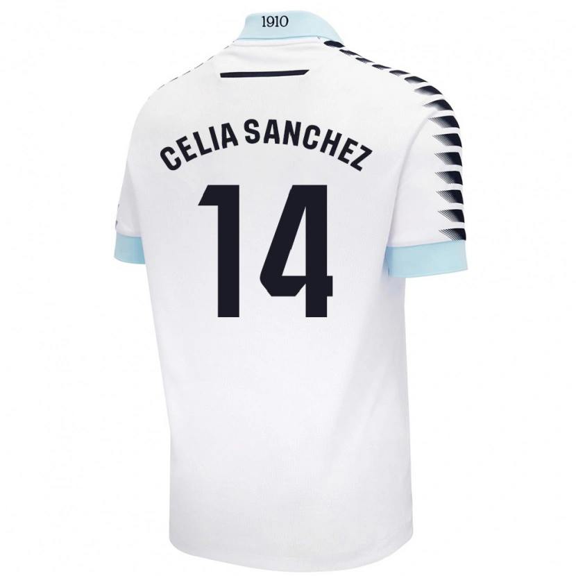 Danxen Mujer Camiseta Celia Sánchez García #14 Blanco Azul 2ª Equipación 2024/25 La Camisa