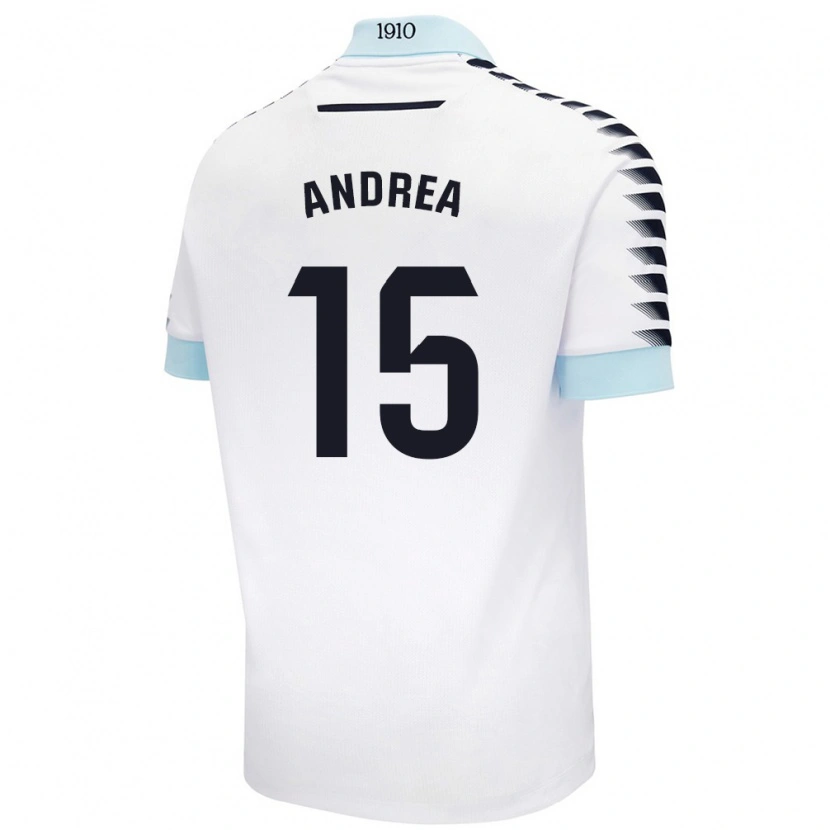 Danxen Mujer Camiseta Andrea Sánchez Moreno #15 Blanco Azul 2ª Equipación 2024/25 La Camisa