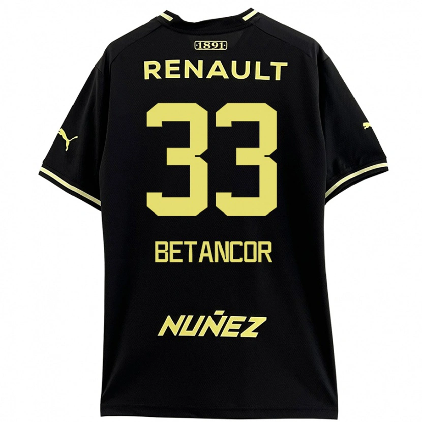 Danxen Mujer Camiseta Bruno Betancor #33 Negro Amarillo 2ª Equipación 2024/25 La Camisa