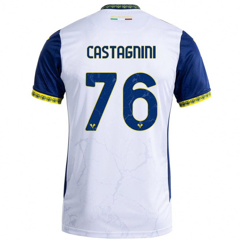 Danxen Mujer Camiseta Mirko Castagnini #76 Blanco Azul 2ª Equipación 2024/25 La Camisa