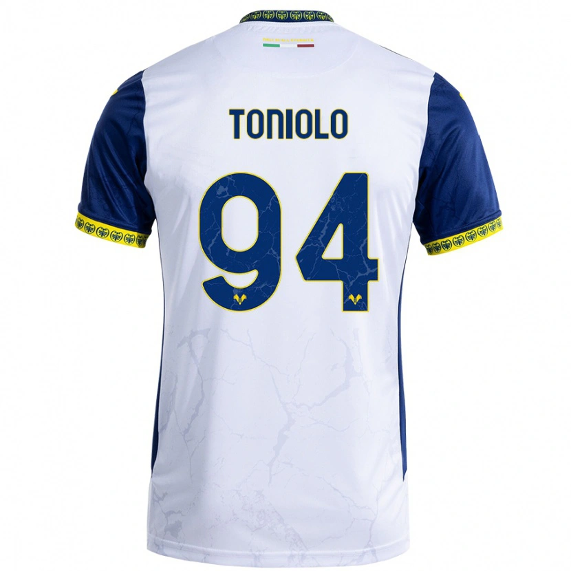 Danxen Mujer Camiseta Giacomo Toniolo #94 Blanco Azul 2ª Equipación 2024/25 La Camisa