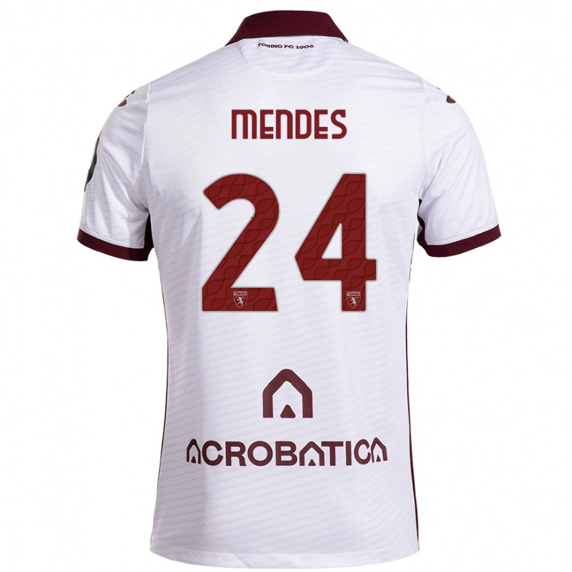 Danxen Mujer Camiseta Rodrigo Mendes #24 Blanco Granate 2ª Equipación 2024/25 La Camisa