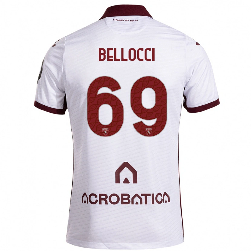 Danxen Mujer Camiseta Andrea Bellocci #69 Blanco Granate 2ª Equipación 2024/25 La Camisa