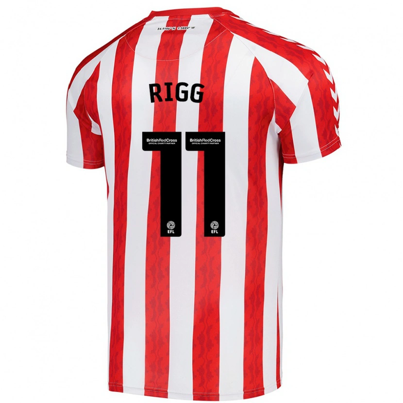 Danxen Niño Camiseta Chris Rigg #11 Rojo Blanco 1ª Equipación 2024/25 La Camisa