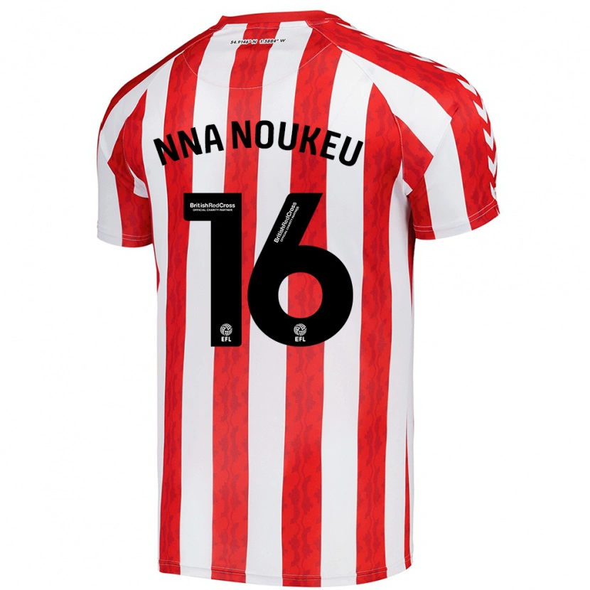 Danxen Niño Camiseta Blondy Nna Noukeu #16 Rojo Blanco 1ª Equipación 2024/25 La Camisa