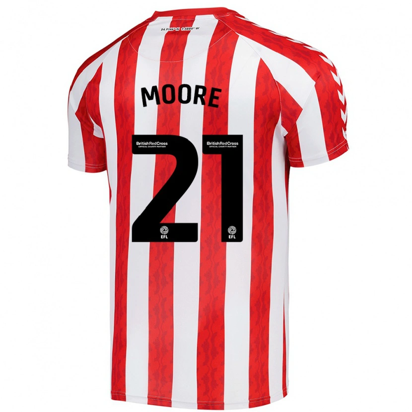 Danxen Niño Camiseta Simon Moore #21 Rojo Blanco 1ª Equipación 2024/25 La Camisa