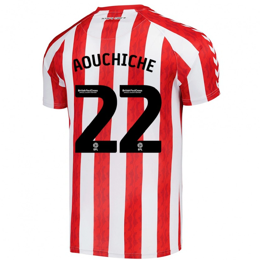 Danxen Niño Camiseta Adil Aouchiche #22 Rojo Blanco 1ª Equipación 2024/25 La Camisa