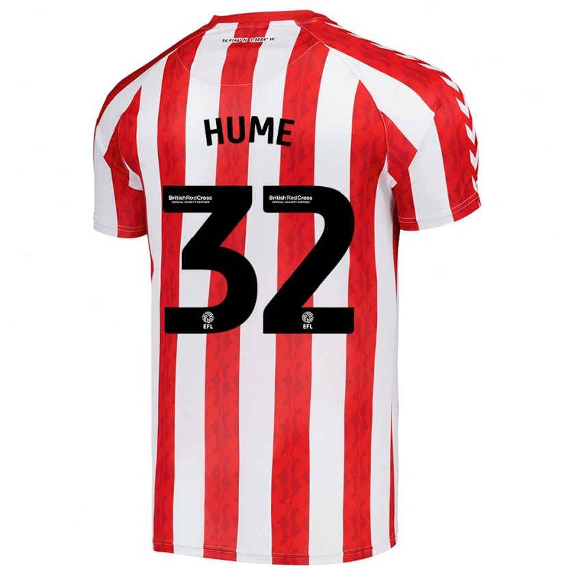 Danxen Niño Camiseta Trai Hume #32 Rojo Blanco 1ª Equipación 2024/25 La Camisa