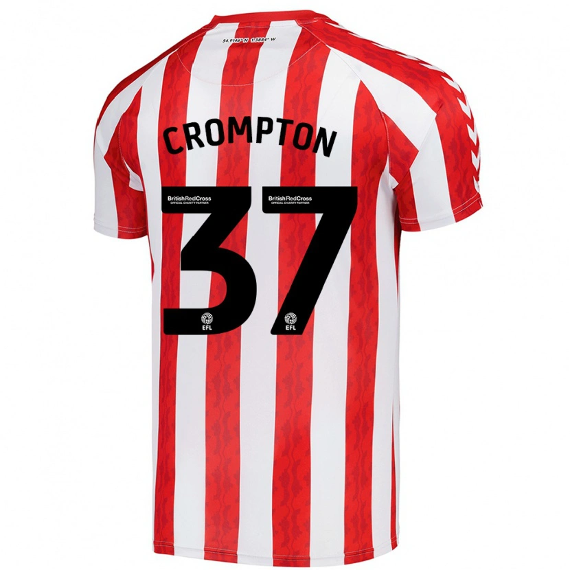 Danxen Niño Camiseta Ben Crompton #37 Rojo Blanco 1ª Equipación 2024/25 La Camisa