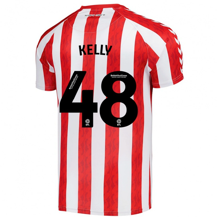 Danxen Niño Camiseta Caden Kelly #48 Rojo Blanco 1ª Equipación 2024/25 La Camisa