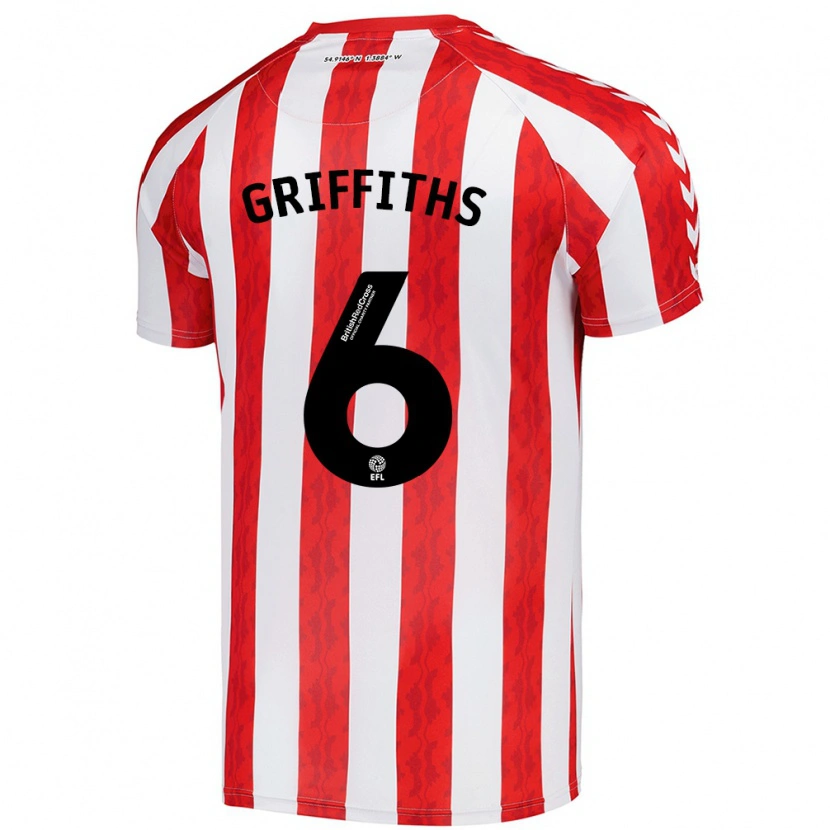 Danxen Niño Camiseta Louise Griffiths #6 Rojo Blanco 1ª Equipación 2024/25 La Camisa