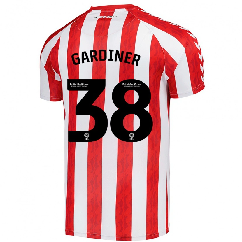 Danxen Niño Camiseta Harry Gardiner #38 Rojo Blanco 1ª Equipación 2024/25 La Camisa