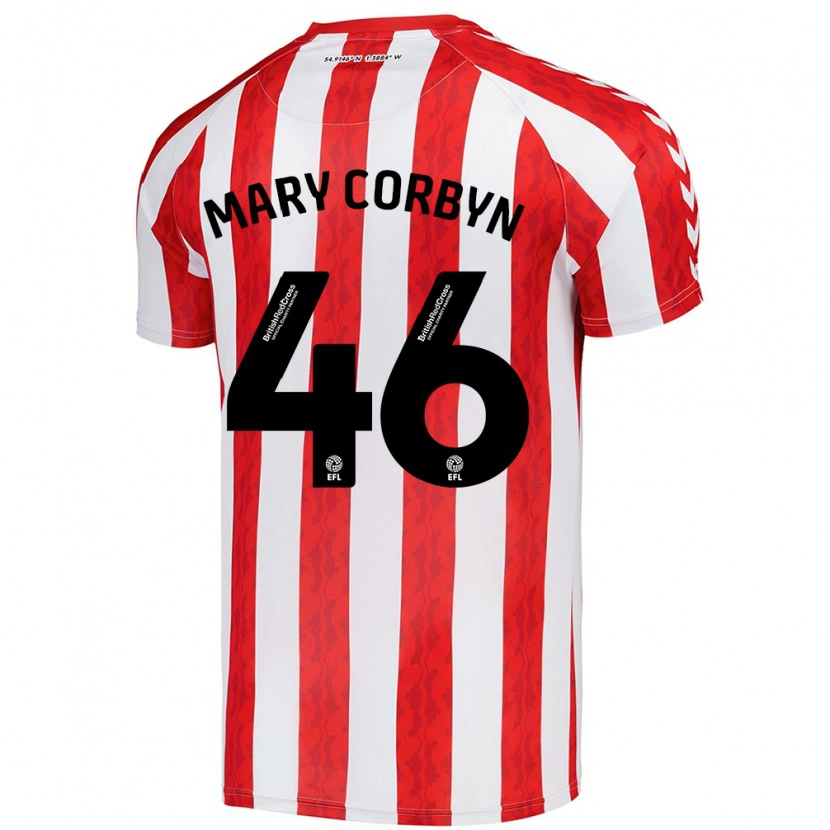 Danxen Niño Camiseta Mary Corbyn #46 Rojo Blanco 1ª Equipación 2024/25 La Camisa