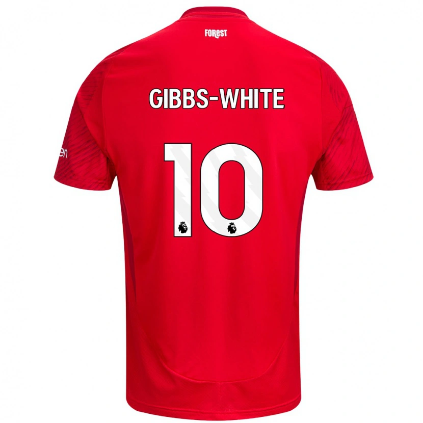 Danxen Niño Camiseta Morgan Gibbs-White #10 Rojo Blanco 1ª Equipación 2024/25 La Camisa