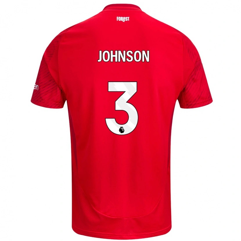 Danxen Niño Camiseta Nat Johnson #3 Rojo Blanco 1ª Equipación 2024/25 La Camisa