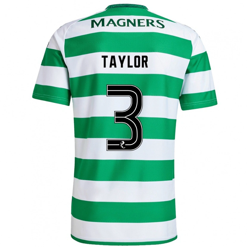 Danxen Niño Camiseta Greg Taylor #3 Verde Blanco 1ª Equipación 2024/25 La Camisa