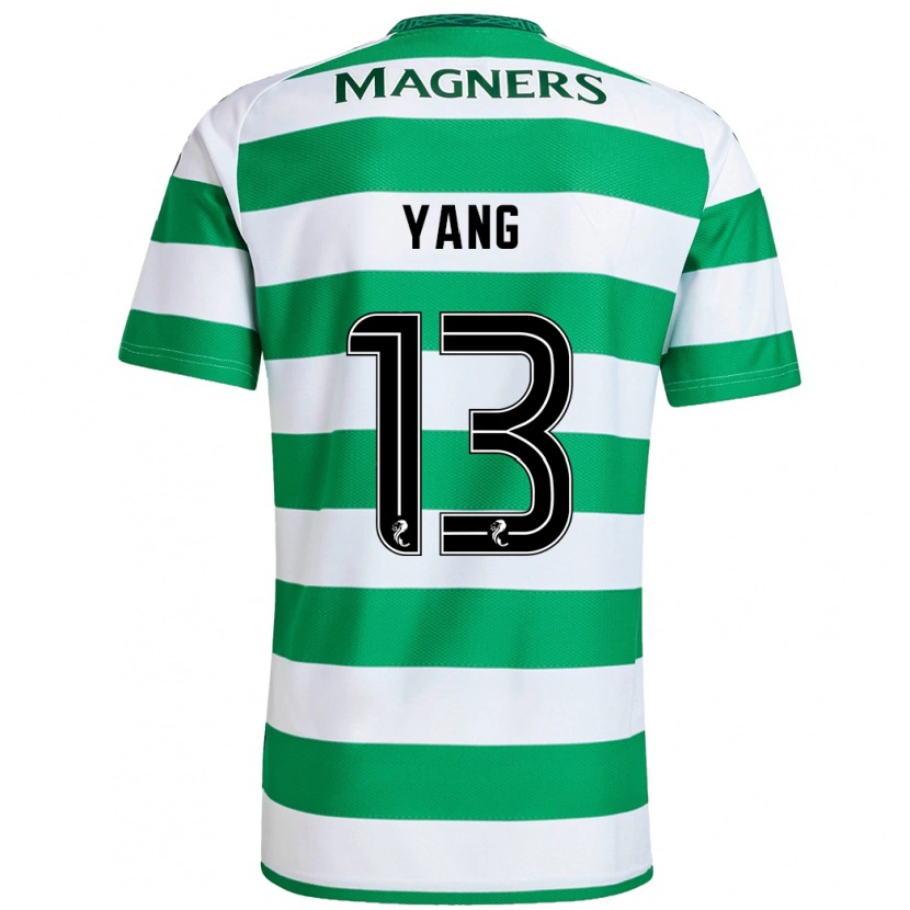 Danxen Niño Camiseta Hyun-Jun Yang #13 Verde Blanco 1ª Equipación 2024/25 La Camisa