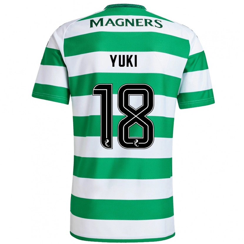 Danxen Niño Camiseta Yuki Kobayashi #18 Verde Blanco 1ª Equipación 2024/25 La Camisa