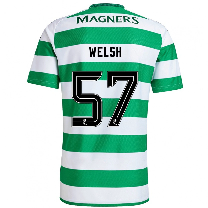 Danxen Niño Camiseta Stephen Welsh #57 Verde Blanco 1ª Equipación 2024/25 La Camisa