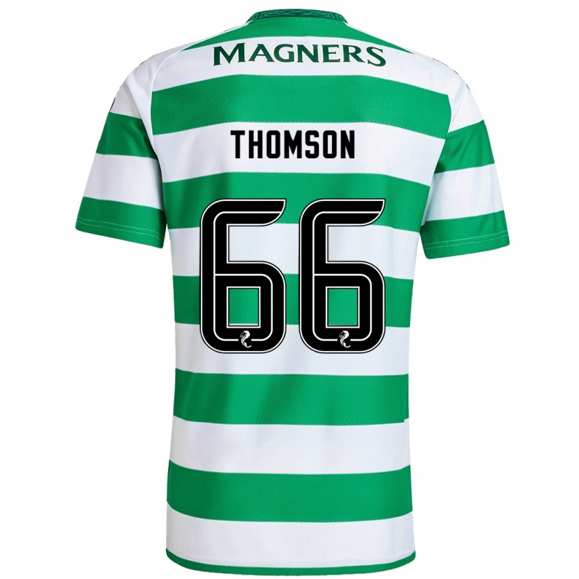 Danxen Niño Camiseta Corey Thomson #66 Verde Blanco 1ª Equipación 2024/25 La Camisa