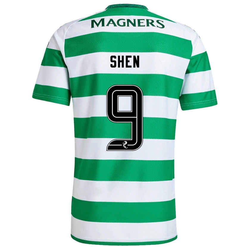 Danxen Niño Camiseta Shen Mengyu #9 Verde Blanco 1ª Equipación 2024/25 La Camisa