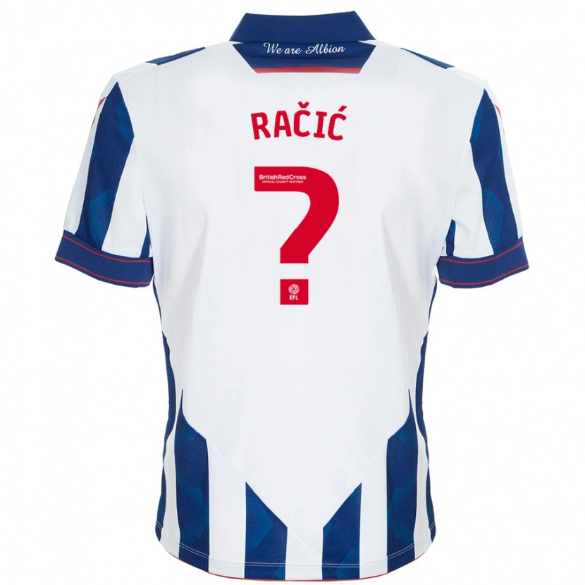 Danxen Niño Camiseta Uroš Račić #0 Blanco Azul Oscuro 1ª Equipación 2024/25 La Camisa