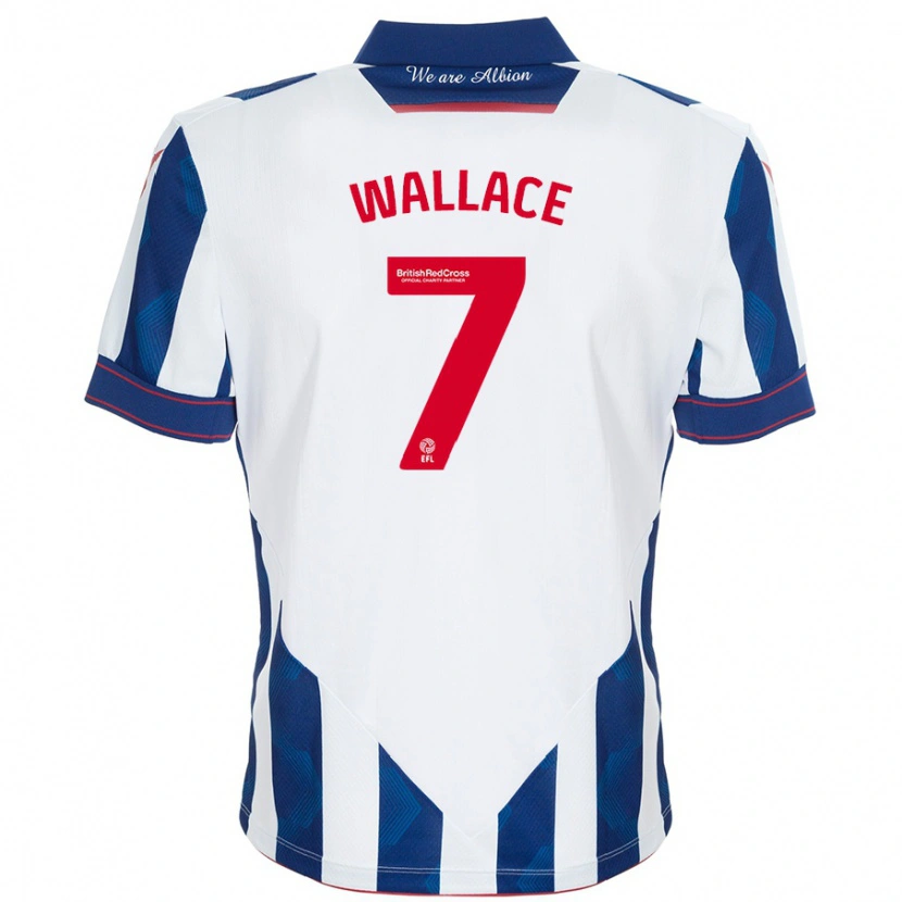 Danxen Niño Camiseta Jed Wallace #7 Blanco Azul Oscuro 1ª Equipación 2024/25 La Camisa