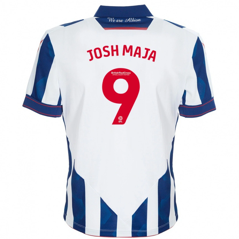 Danxen Niño Camiseta Josh Maja #9 Blanco Azul Oscuro 1ª Equipación 2024/25 La Camisa