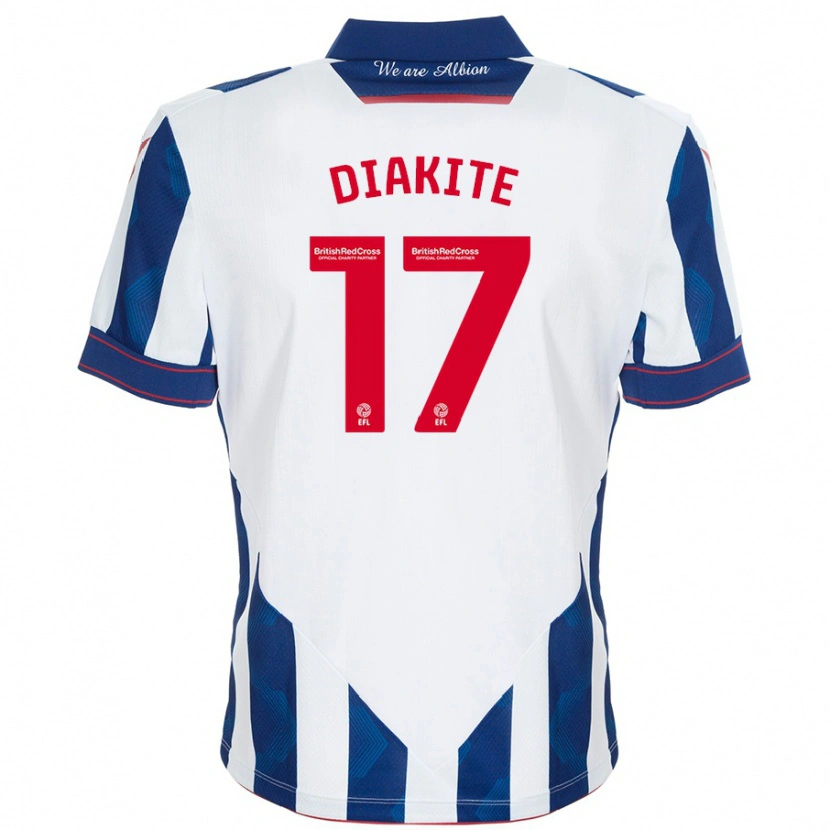 Danxen Niño Camiseta Ousmane Diakité #17 Blanco Azul Oscuro 1ª Equipación 2024/25 La Camisa