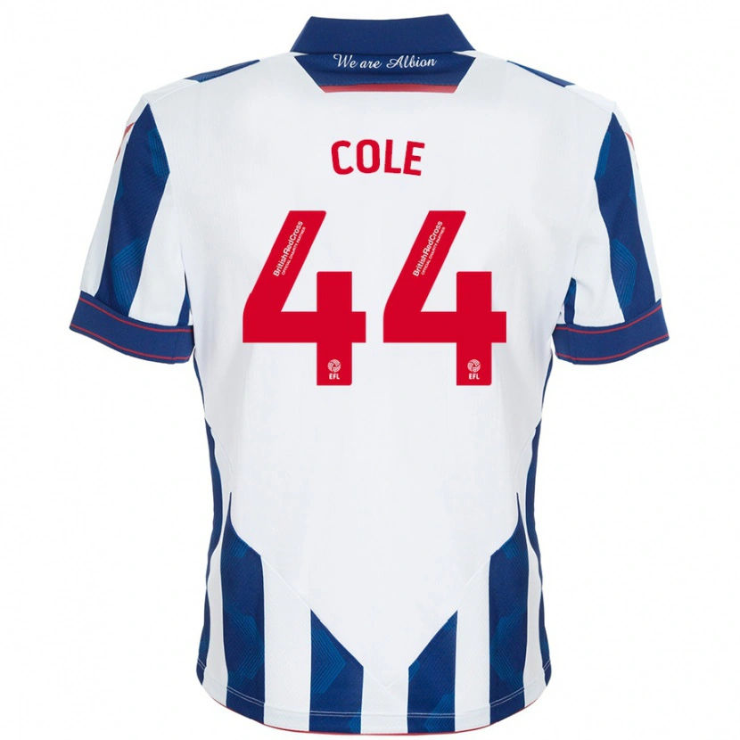 Danxen Niño Camiseta Devante Cole #44 Blanco Azul Oscuro 1ª Equipación 2024/25 La Camisa