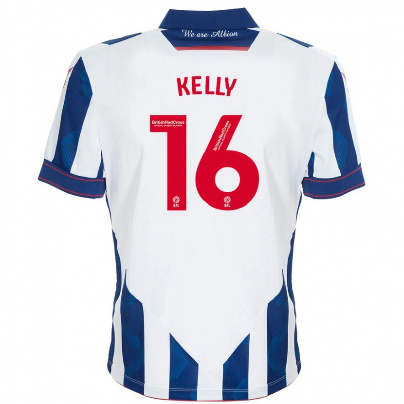 Danxen Niño Camiseta Martin Kelly #16 Blanco Azul Oscuro 1ª Equipación 2024/25 La Camisa