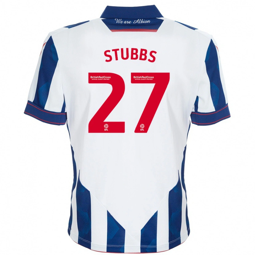 Danxen Niño Camiseta Olivia Stubbs #27 Blanco Azul Oscuro 1ª Equipación 2024/25 La Camisa