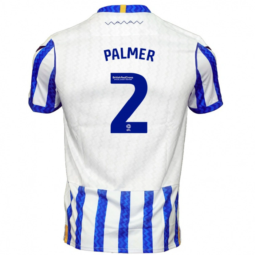 Danxen Niño Camiseta Liam Palmer #2 Azul Blanco 1ª Equipación 2024/25 La Camisa