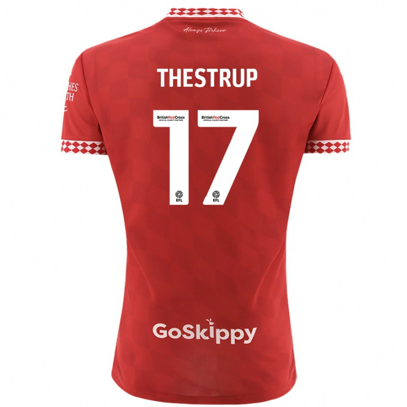 Danxen Niño Camiseta Amalie Thestrup #17 Rojo 1ª Equipación 2024/25 La Camisa