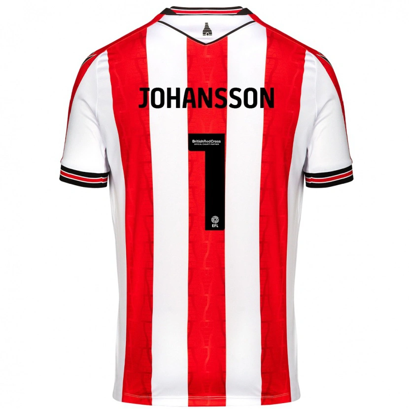 Danxen Niño Camiseta Viktor Johansson #1 Rojo Blanco 1ª Equipación 2024/25 La Camisa