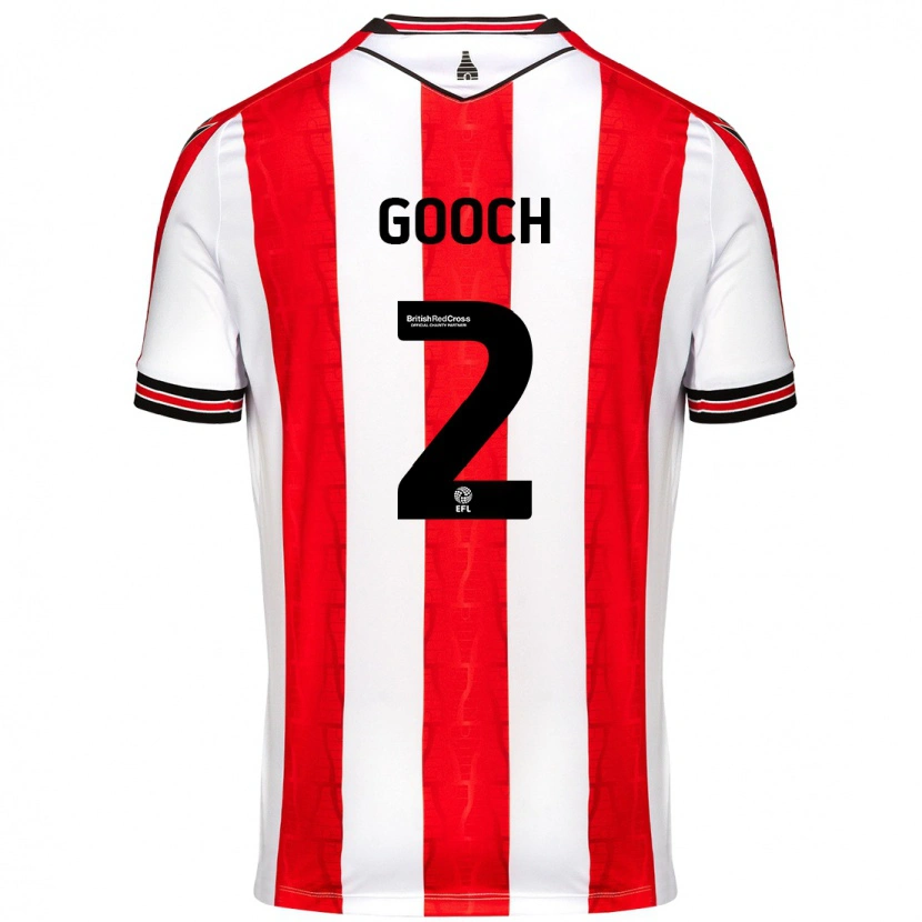 Danxen Niño Camiseta Lynden Gooch #2 Rojo Blanco 1ª Equipación 2024/25 La Camisa