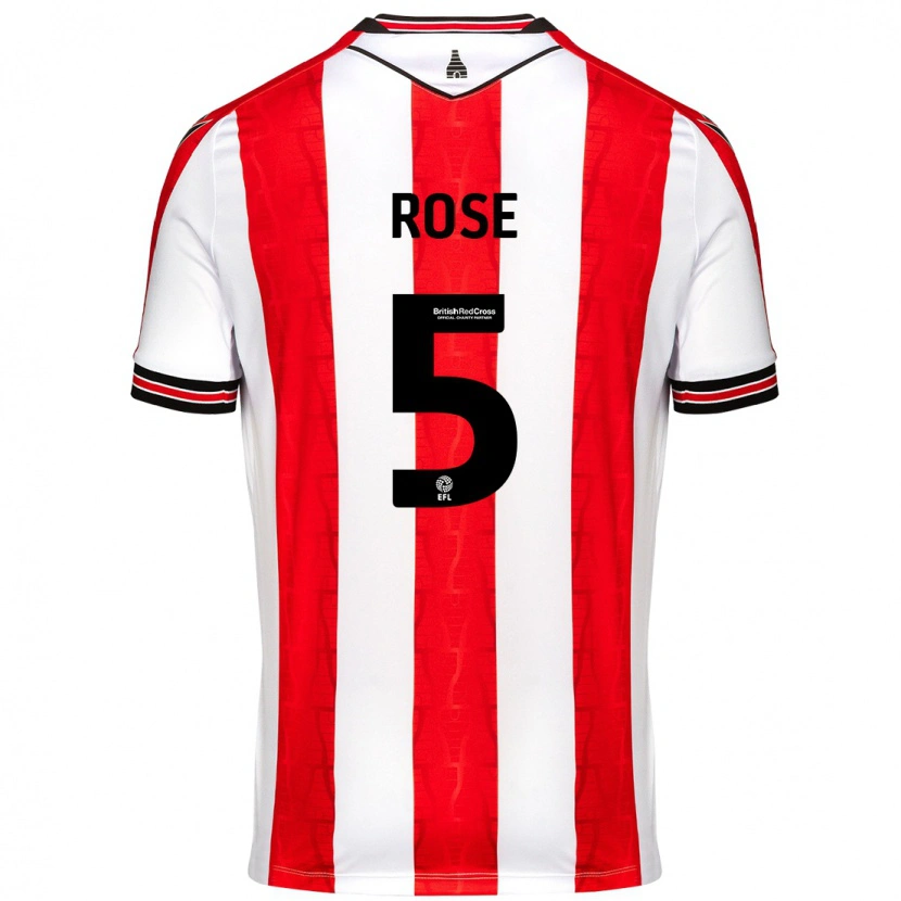 Danxen Niño Camiseta Michael Rose #5 Rojo Blanco 1ª Equipación 2024/25 La Camisa