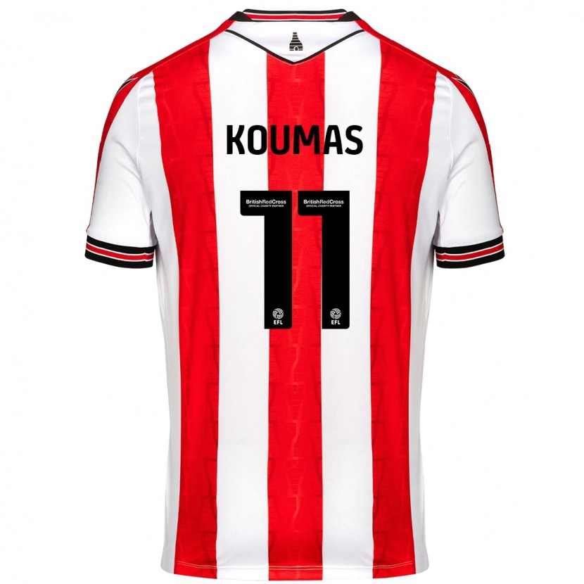 Danxen Niño Camiseta Lewis Koumas #11 Rojo Blanco 1ª Equipación 2024/25 La Camisa