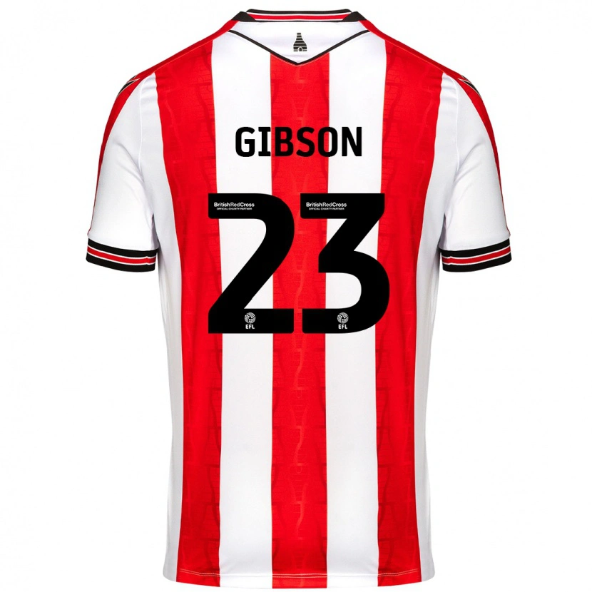 Danxen Niño Camiseta Ben Gibson #23 Rojo Blanco 1ª Equipación 2024/25 La Camisa