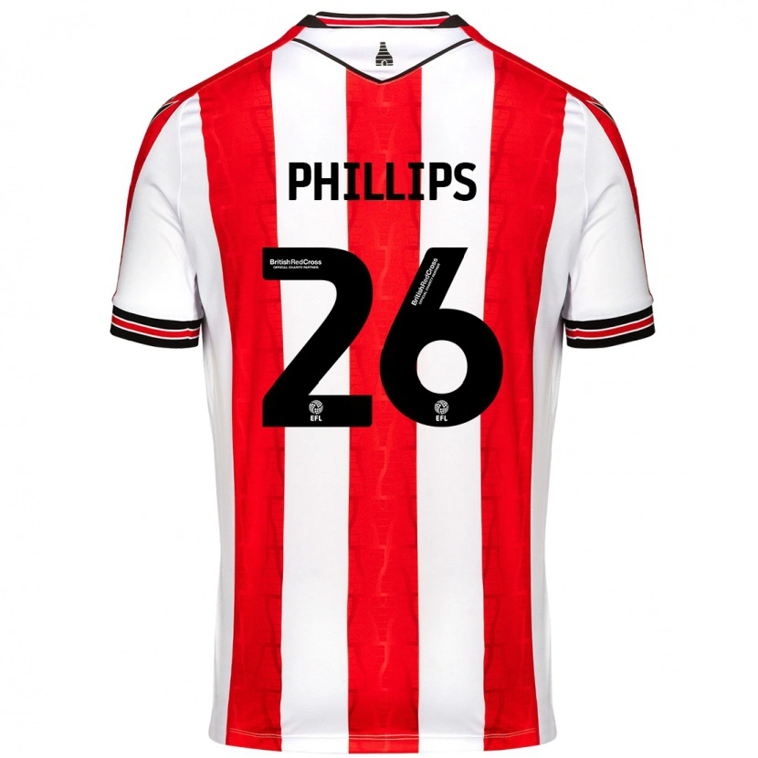 Danxen Niño Camiseta Ashley Phillips #26 Rojo Blanco 1ª Equipación 2024/25 La Camisa