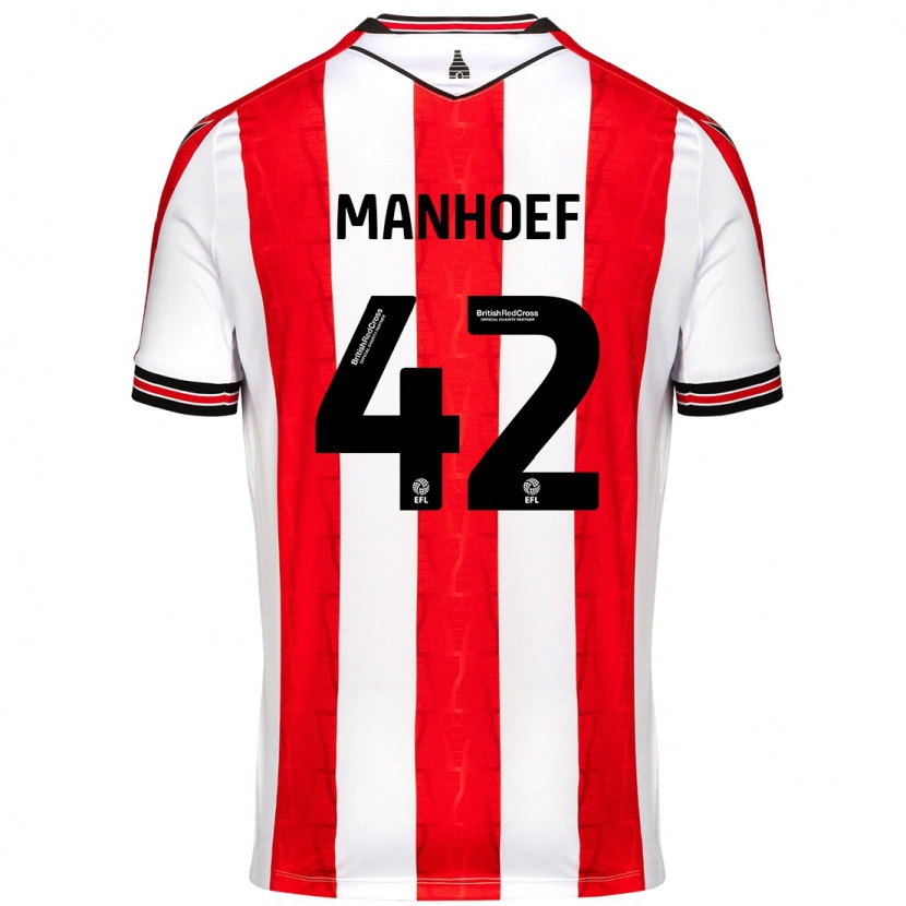 Danxen Niño Camiseta Million Manhoef #42 Rojo Blanco 1ª Equipación 2024/25 La Camisa