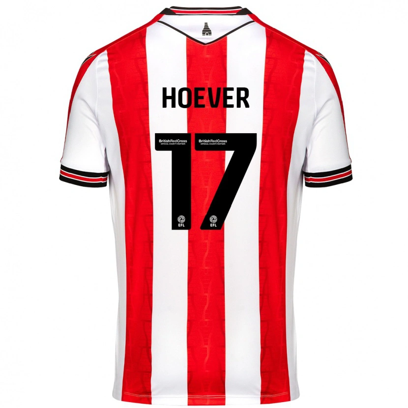 Danxen Niño Camiseta Ki-Jana Hoever #17 Rojo Blanco 1ª Equipación 2024/25 La Camisa