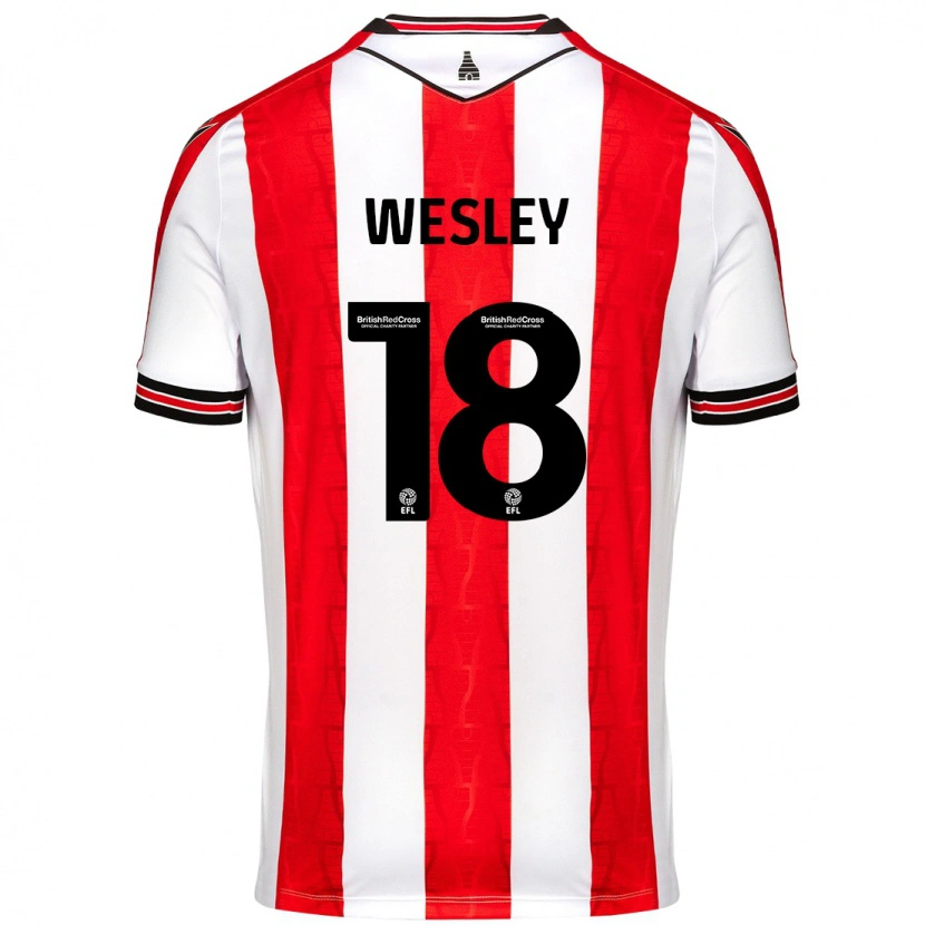 Danxen Niño Camiseta Wesley Moraes #18 Rojo Blanco 1ª Equipación 2024/25 La Camisa