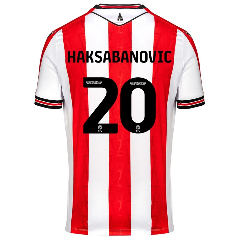 Danxen Niño Camiseta Sead Hakšabanović #20 Rojo Blanco 1ª Equipación 2024/25 La Camisa