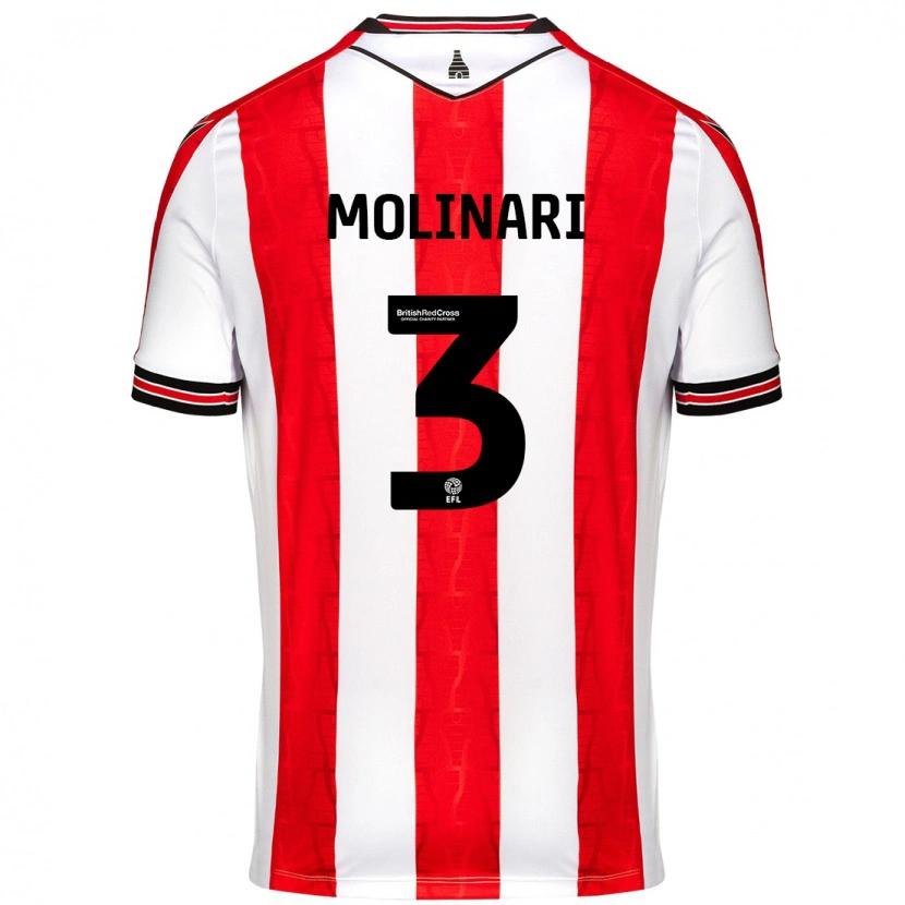 Danxen Niño Camiseta Lucia Molinari #3 Rojo Blanco 1ª Equipación 2024/25 La Camisa