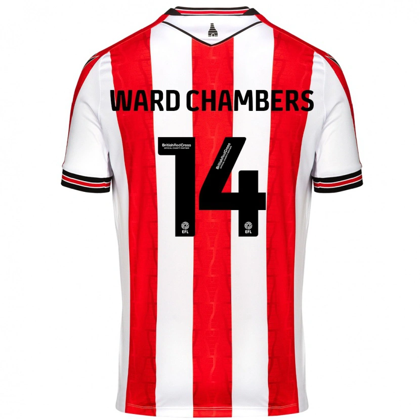 Danxen Niño Camiseta Courtnay Ward-Chambers #14 Rojo Blanco 1ª Equipación 2024/25 La Camisa