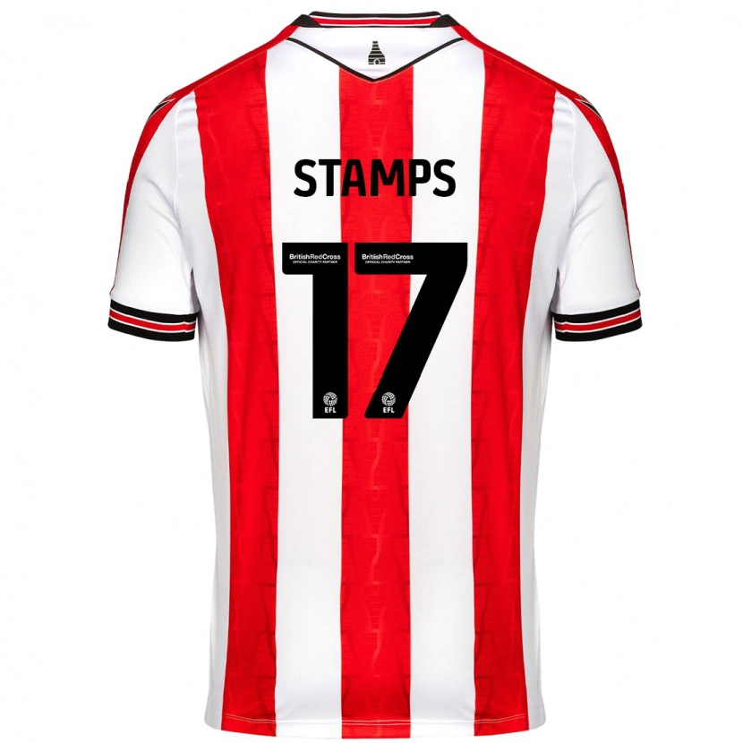 Danxen Niño Camiseta Shannon Stamps #17 Rojo Blanco 1ª Equipación 2024/25 La Camisa