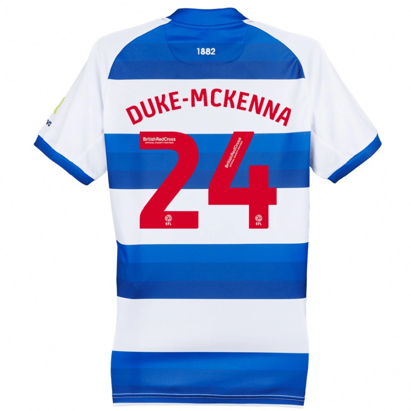 Danxen Niño Camiseta Stephen Duke-Mckenna #24 Blanco Azul 1ª Equipación 2024/25 La Camisa